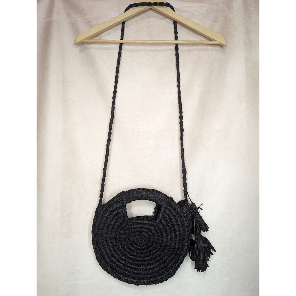 NWT Lucky Brand Black Woven Crossbody Bag - Picture 4 of 11